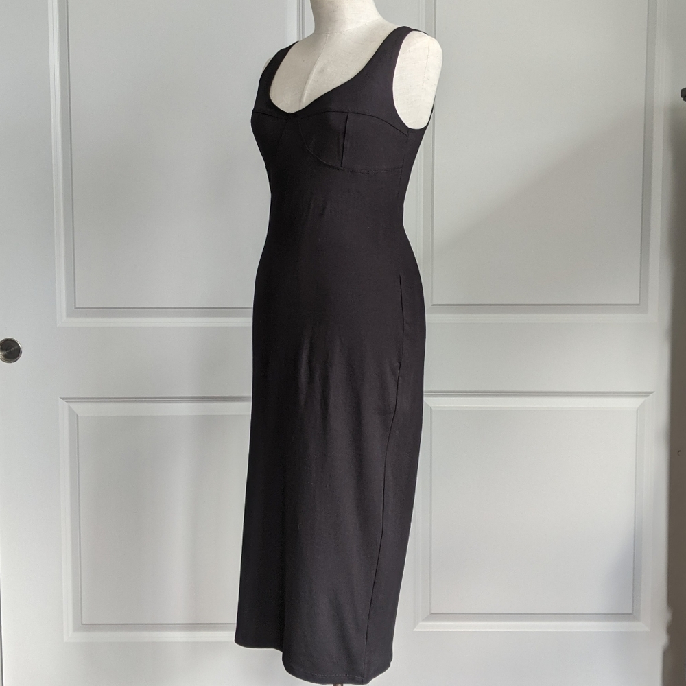 Reformation Dress Braun Bodycon Fitted Scoop Neck Sleeveless Midi Black L NWT - Picture 5 of 13